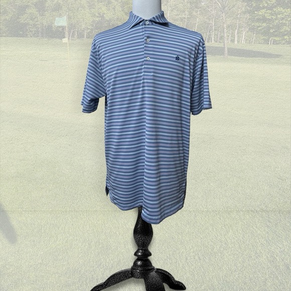 Turtleson Polo Shirt Men Large Multicolor Striped Performance Stretch Embroidery - Picture 1 of 16
